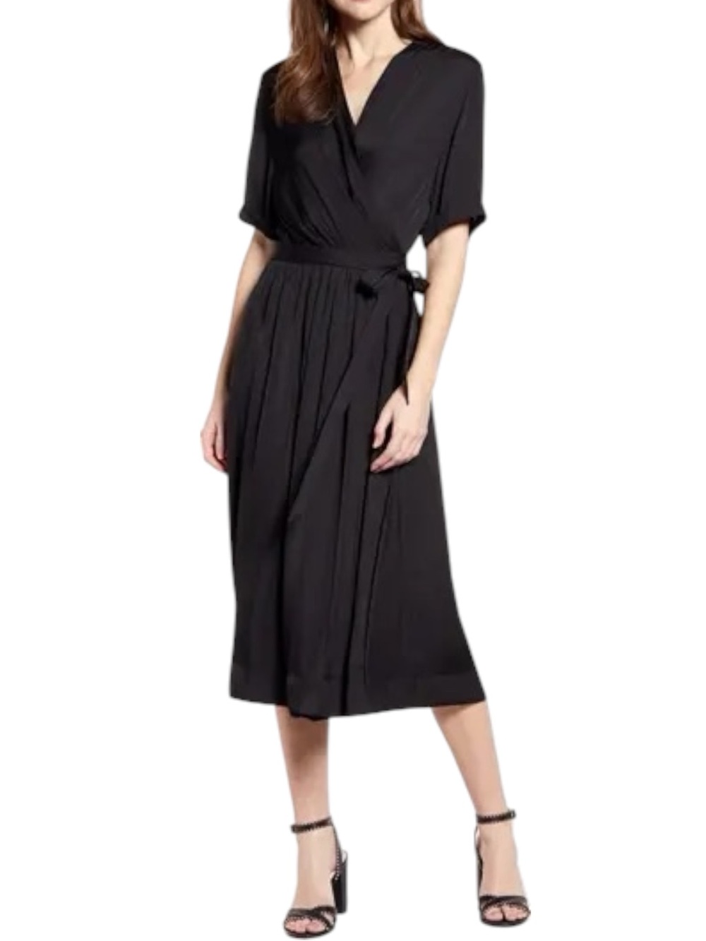 Scotch & Soda Midi Wrap Dress in Black Size S